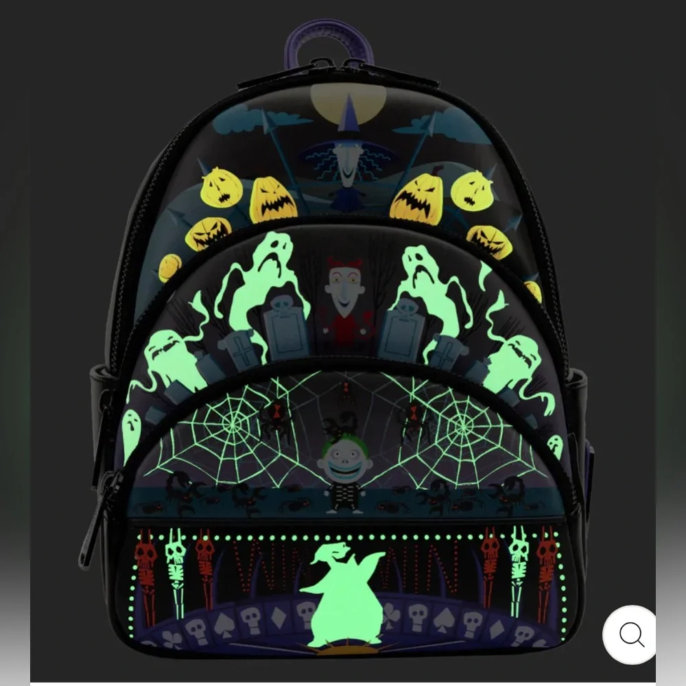 Loungefly Black Halloween Backpack with Spooky Design - Picture 2 of 7